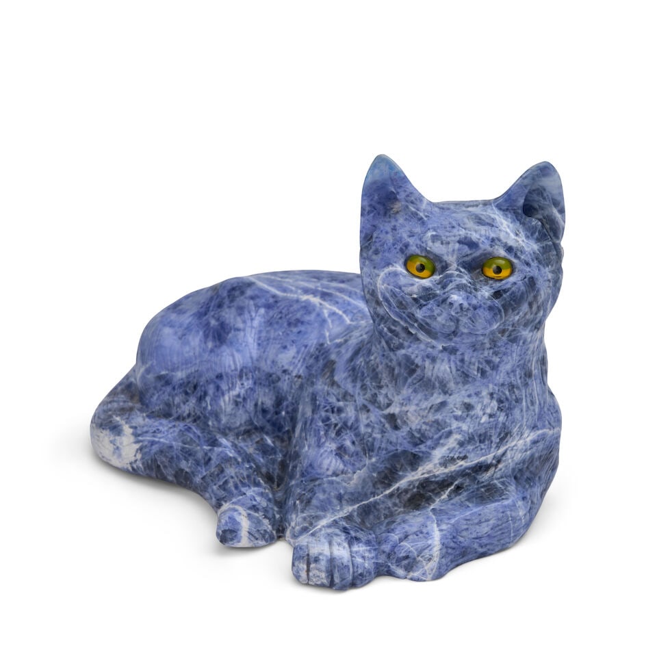 Carved Hardstone Model of a Recumbent Cat Russian, 20th/21st century (1 of 3)