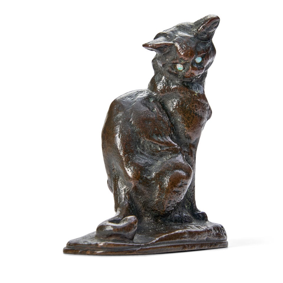 After Emmanuel Frémiet (French, 1824-1910) Chat Assis: After Emmanuel Frémiet (French, 1824-1910) Chat Assis incised E. Fremiet and marked The Henry-Bonnard Bronze Co. Founders, N.Y. (to the underside) patinated bronze with opalite eyes height 3 1/8 