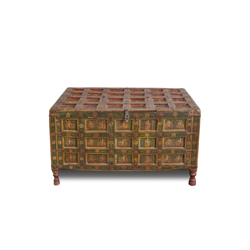An early Indian coffered chest, - 2