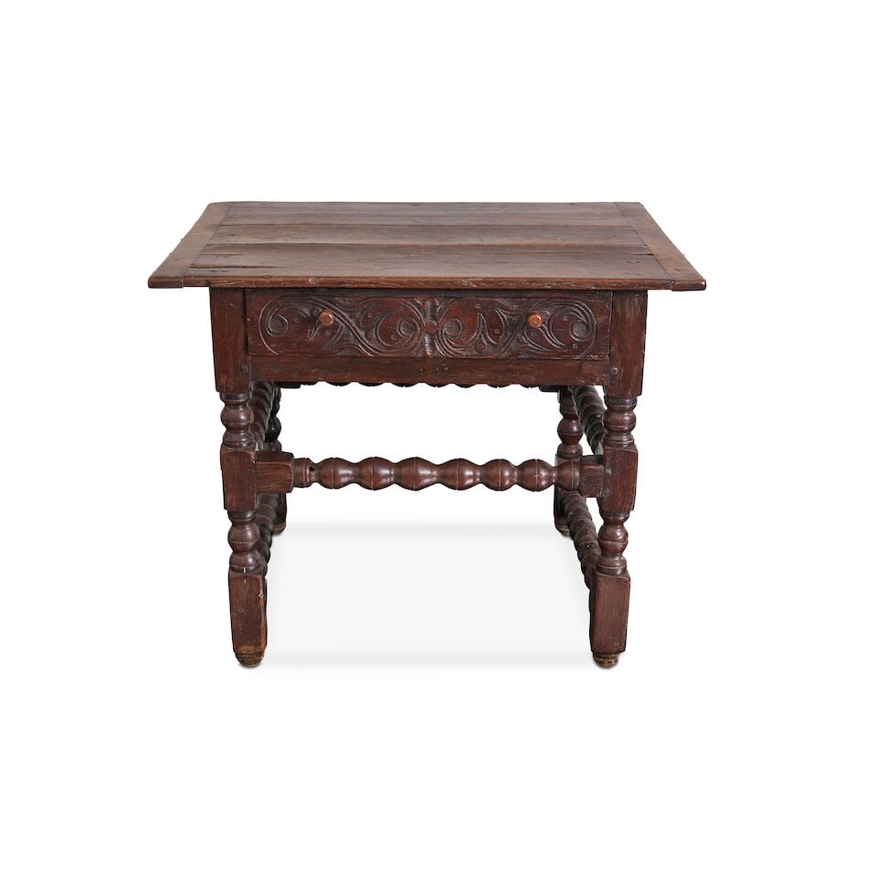 An oak side table, late 17th/ early 18th century, - 2