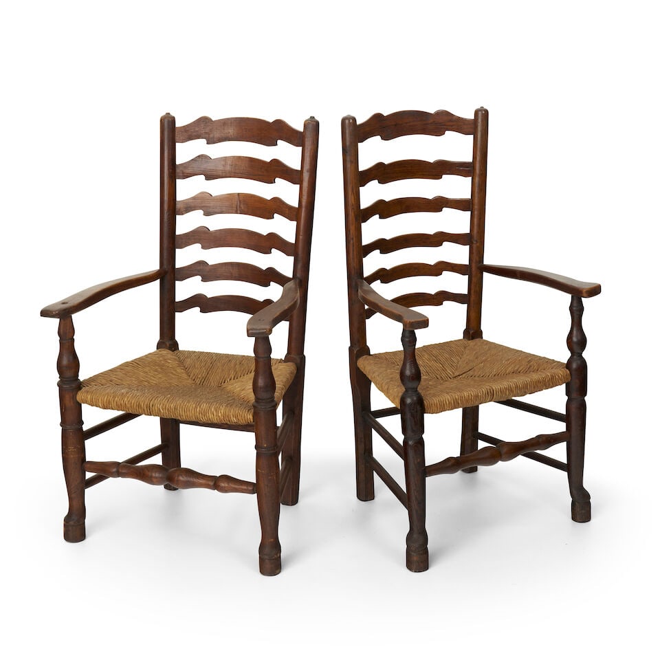 A matched set of ten ladder-back dining chairs - 2