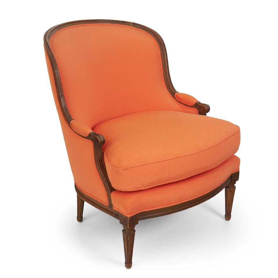 A French beech Louis XVI style bergere, - 2