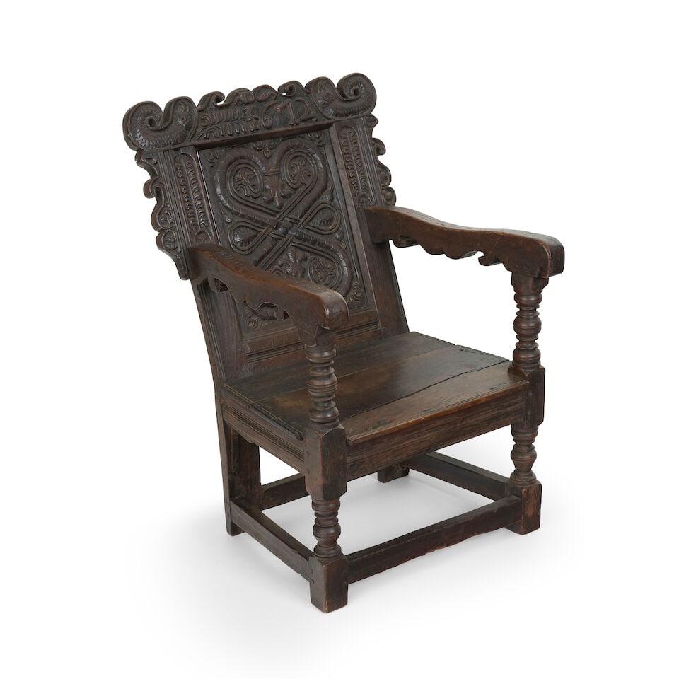 An English 17th century oak wainscot armchair - 2