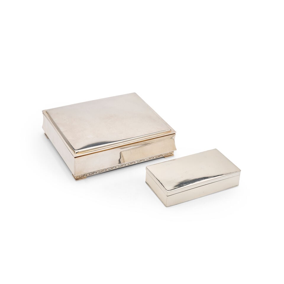A Scandanavian silver cigar box and a sterling silver cigarette case (2): A Scandanavian silver cigar box and a sterling silver cigarette case The cigar box with cedar lining marked 830 S, the sterling silver cigarette case maker's mark PSK, date letters to be determined,