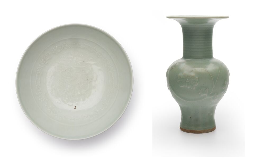 A white-glazed bowl and a celadon-glazed vase China, 20th century (2): A white-glazed bowl and a celadon-glazed vase China, 20th century 19.6cm diam., 21.7cm high (2). Footnotes: Provenance: Private collection, Brisbane, acquired around 1980s and