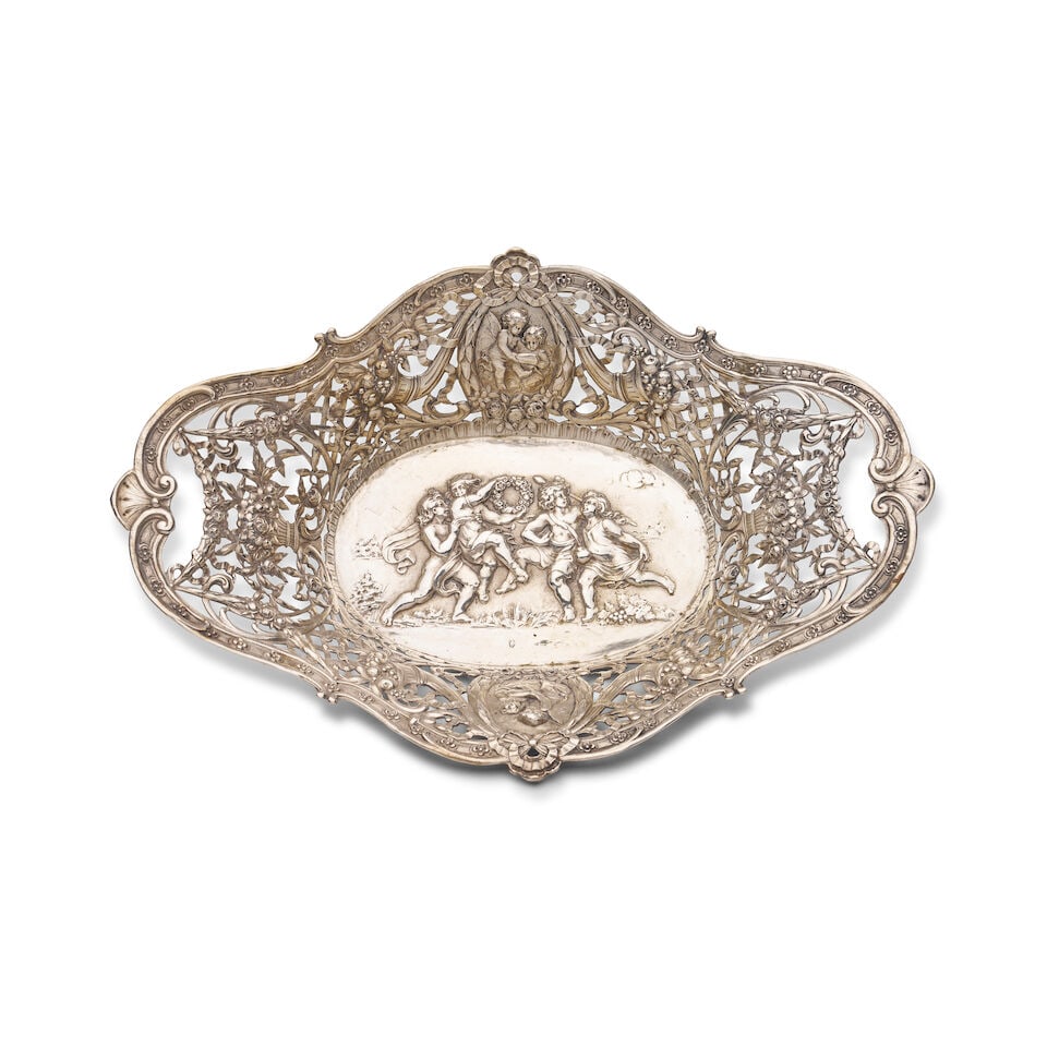 A German 800 standard silver-gilt openwork fruit basket Marks of Lazarus Posen, Frankfurt am Mai... - 2