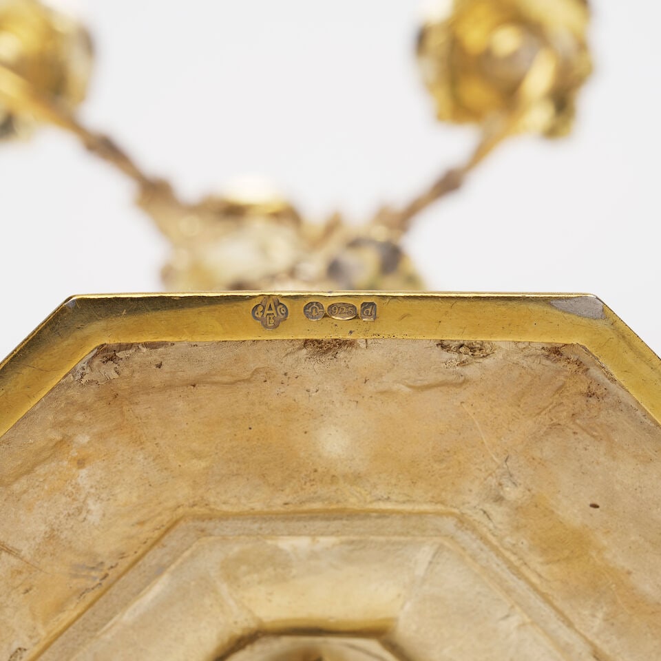 Asprey | A pair of malachite and gilt candelabra Asprey & Co. Ltd. London, import marks, 1959, - 2