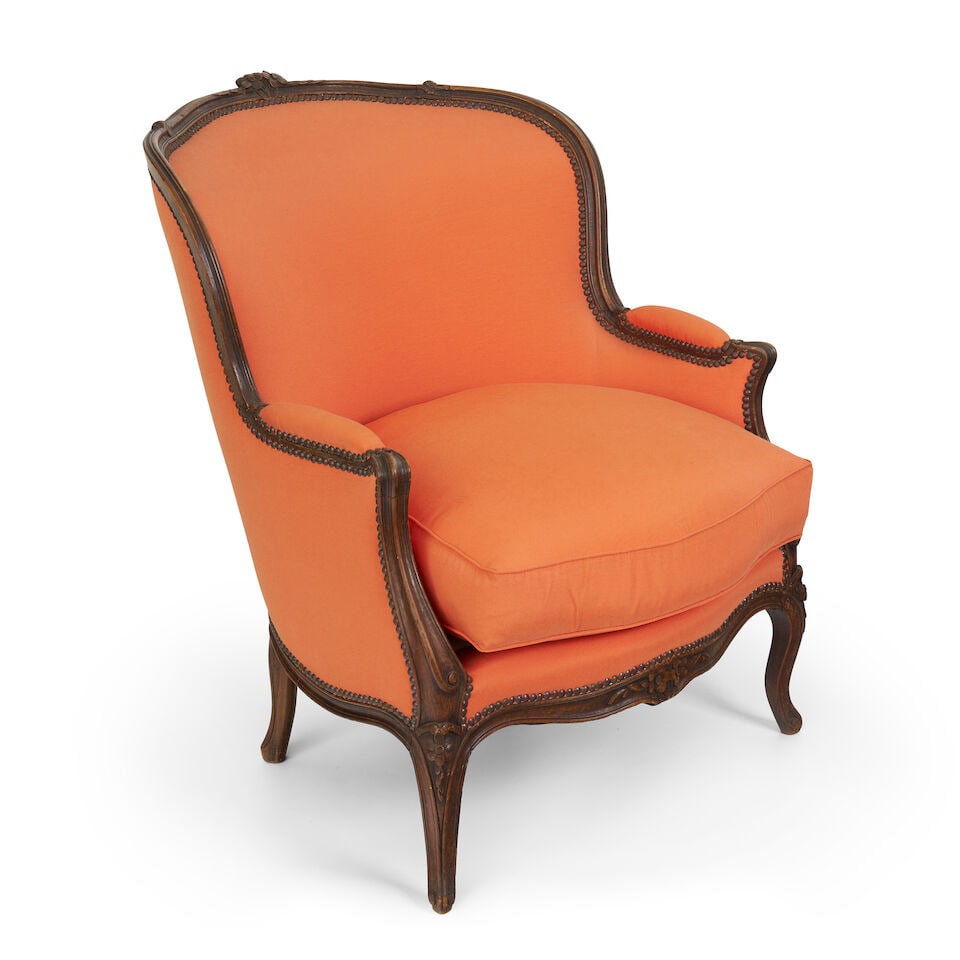A French beech Louis XV style bergere, - 2