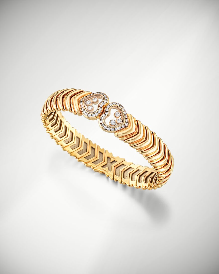 CHOPARD: GEM-SET AND DIAMOND 'HAPPY DIAMONDS' BRACELET: CHOPARD: GEM-SET AND DIAMOND 'HAPPY DIAMONDS' BRACELET 蕭邦：剛玉及鑽石「Happy Diamonds」手鐲 Signature: Chopard, numbered