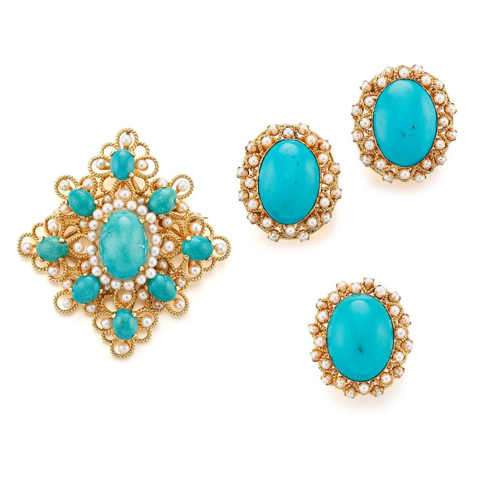 TURQUOISE AND SEED PEARL SUITE (3) - 2