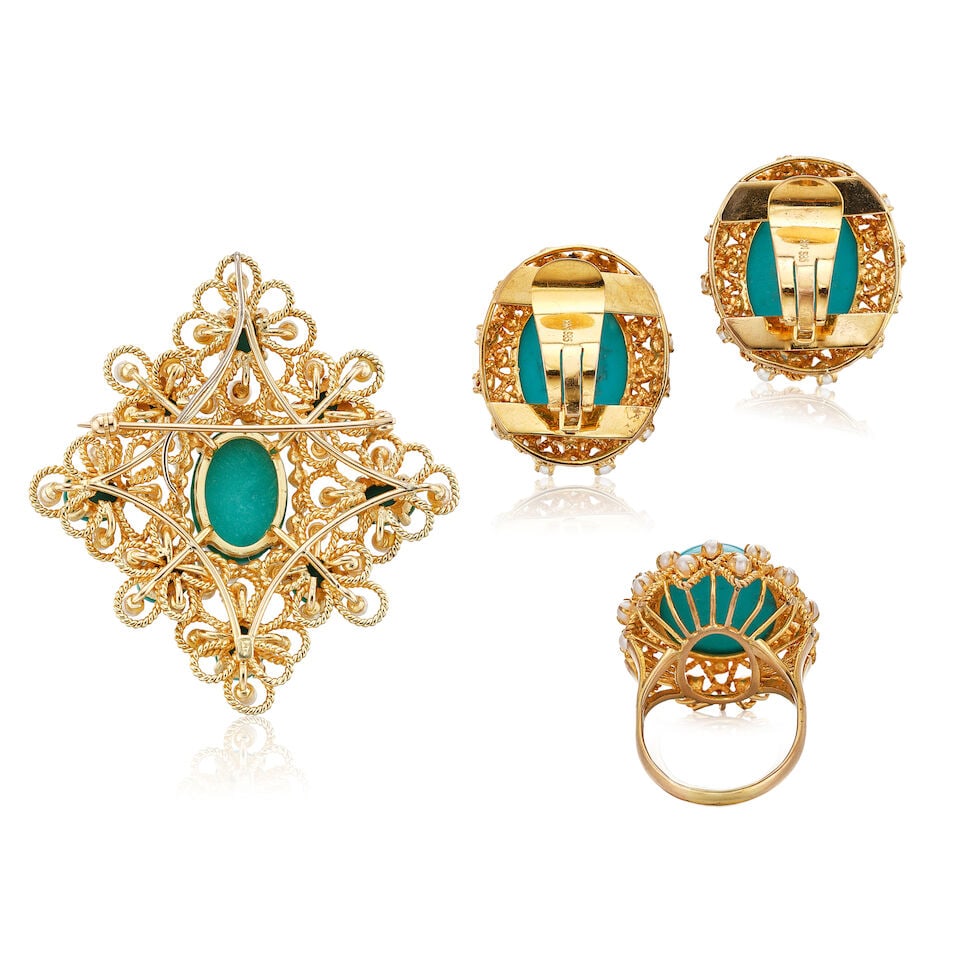 TURQUOISE AND SEED PEARL SUITE (3) - 3