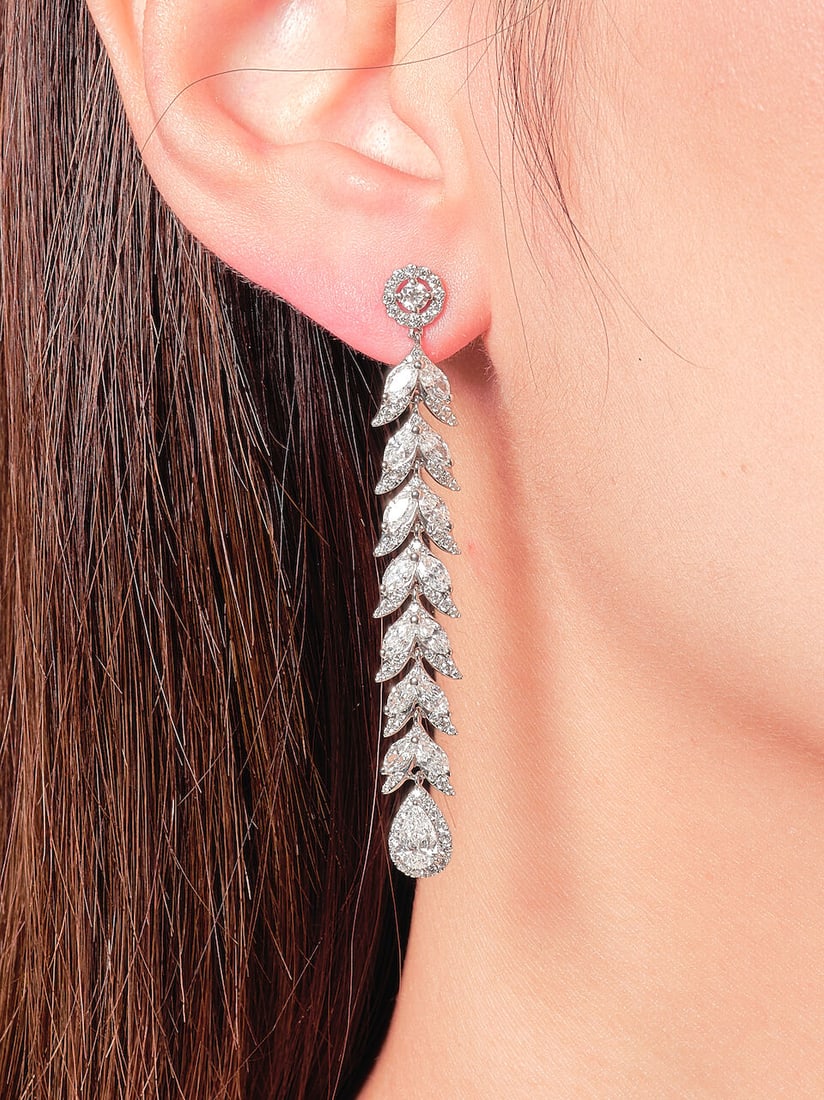 PAIR OF DIAMOND DANGLE EARRINGS - 2