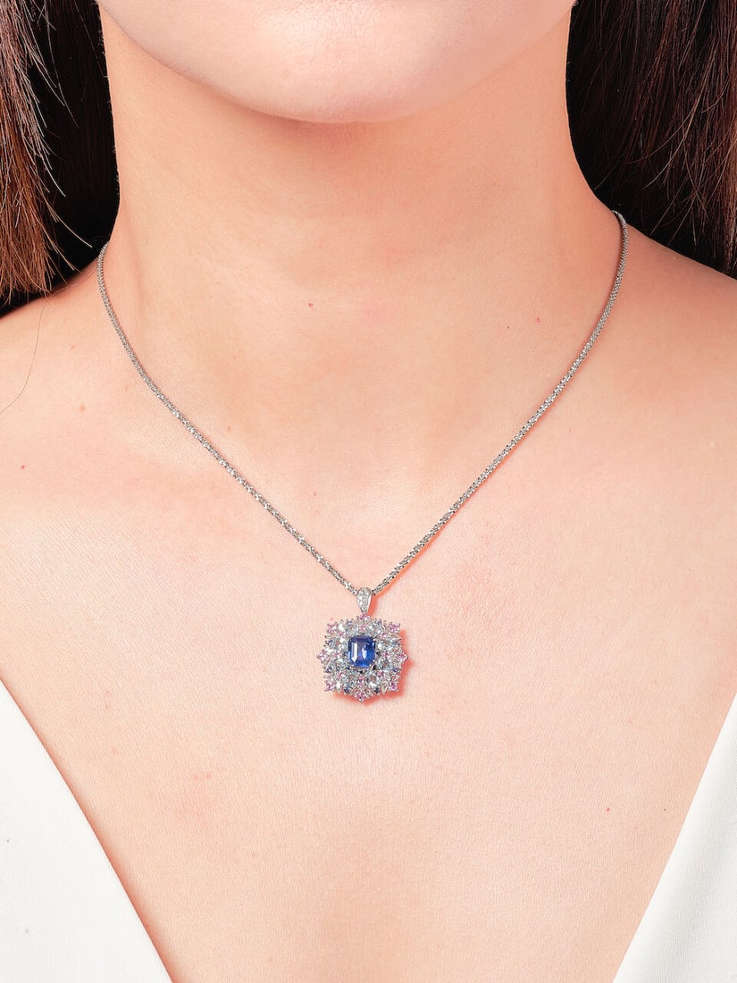 SAPPHIRE, GEM-SET AND DIAMOND PENDANT - 2