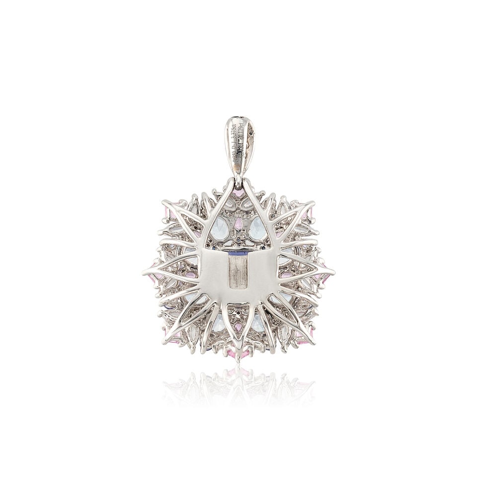 SAPPHIRE, GEM-SET AND DIAMOND PENDANT - 3