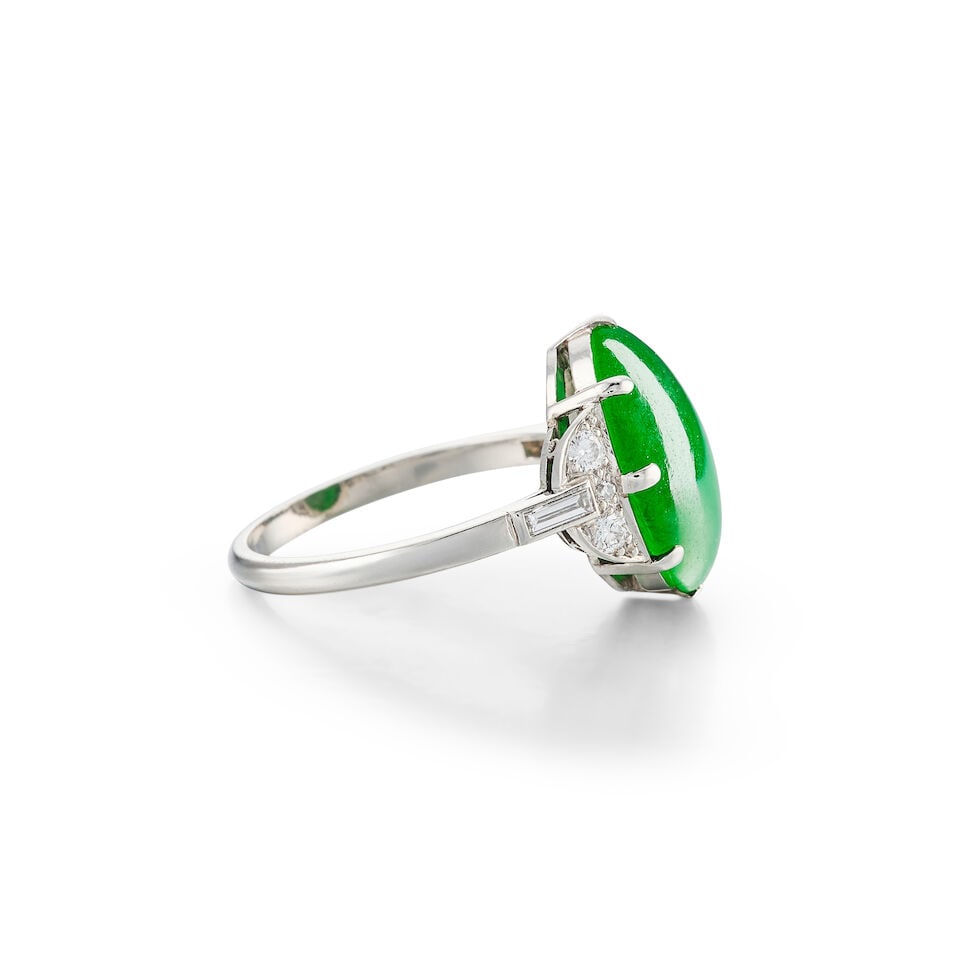 JADEITE, GEM-SET AND SEED PEARL PENDANT, AND JADEITE AND DIAMOND RING (2) - 5