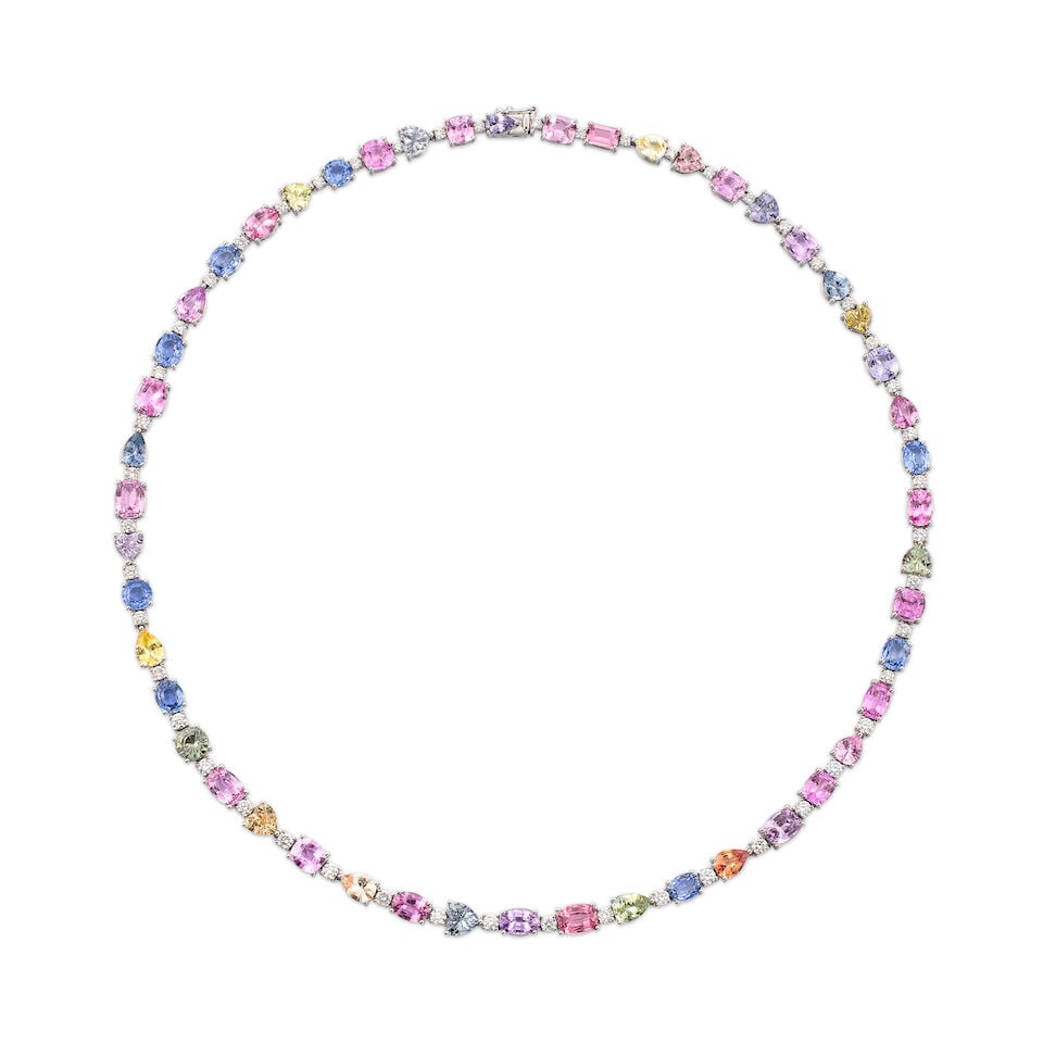 MULTI-COLOURED SAPPHIRE AND DIAMOND NECKLACE (1 of 4)