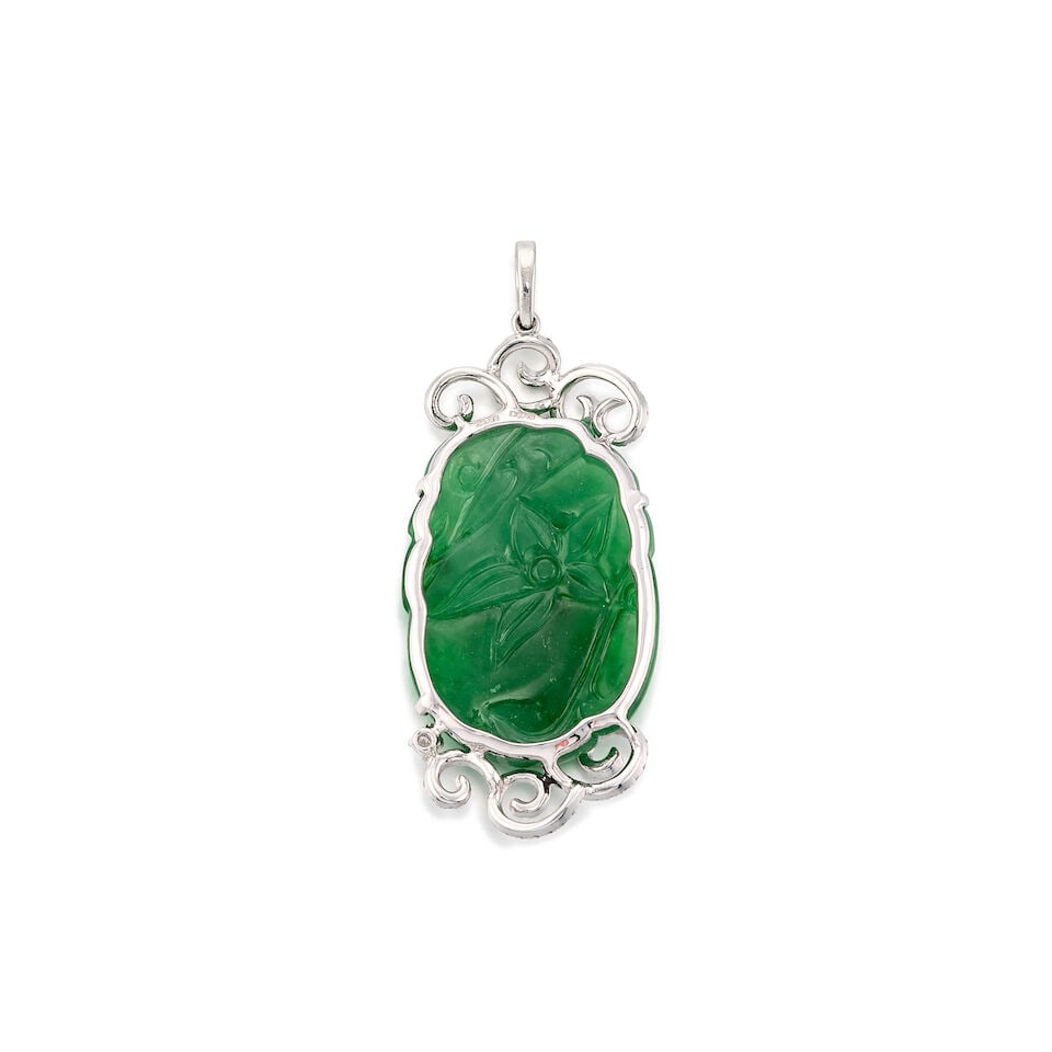 JADEITE AND DIAMOND PENDANT - 3