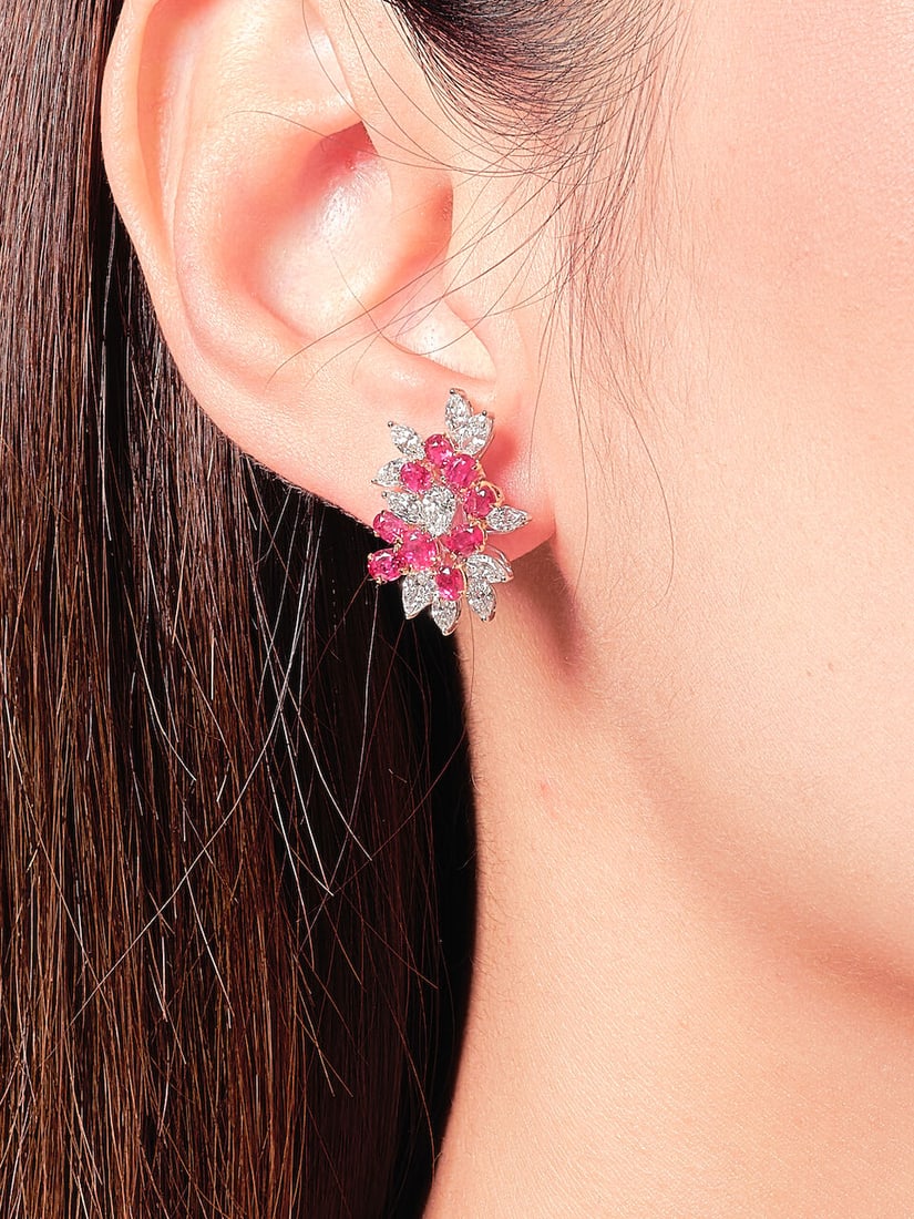 PAIR OF RUBY AND DIAMOND EARRINGS - 2