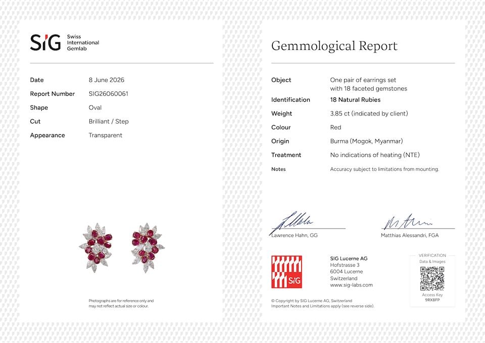 PAIR OF RUBY AND DIAMOND EARRINGS - 4