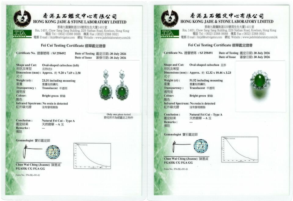 JADEITE AND DIAMOND RING AND PENDENT EARRING SET (2) - 4