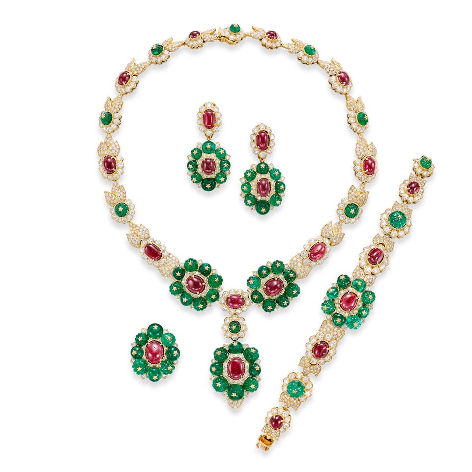 MOUAWAD: GEM-SET AND DIAMOND PARURE (4): MOUAWAD: GEM-SET AND DIAMOND