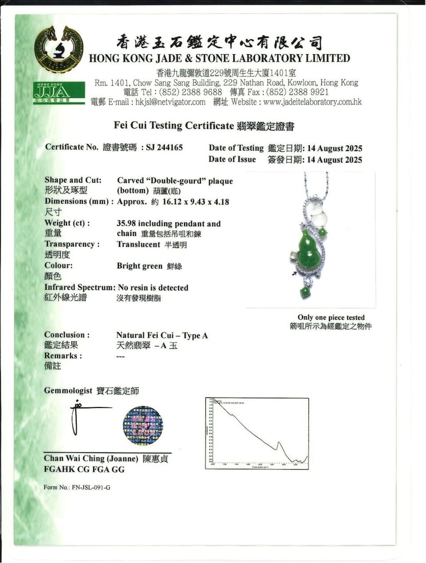 TWO ICY JADEITE, JADEITE, DIAMOND AND BLACK DIAMOND 'GOURD' PENDANTS (2) - 4