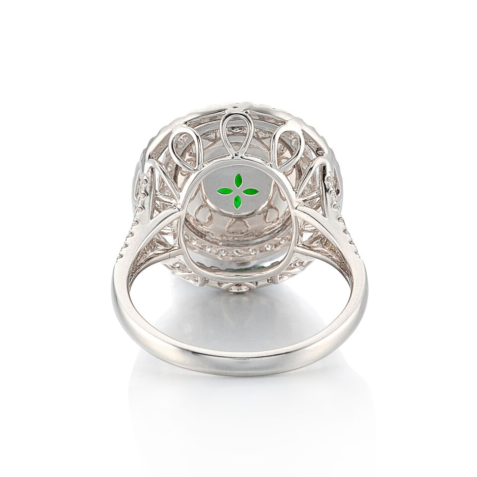 JADEITE AND DIAMOND RING - 3