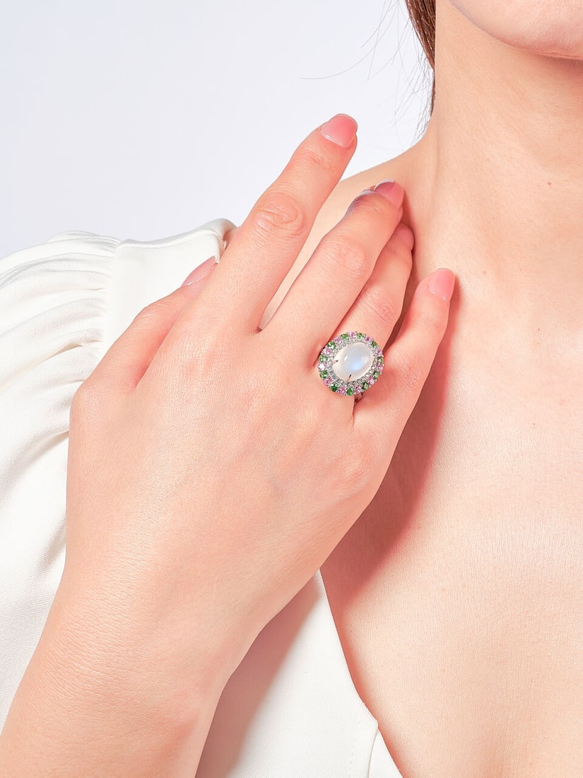 MOONSTONE AND GEM-SET RING - 2