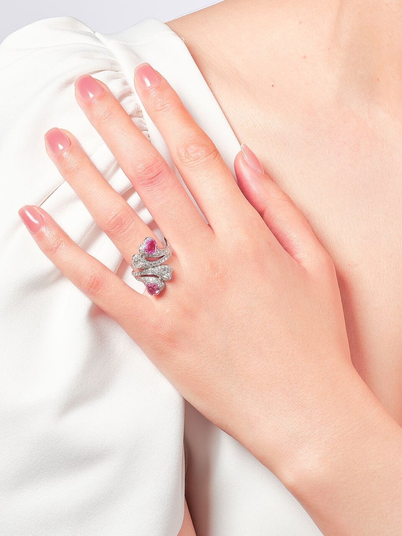 PINK SAPPHIRE AND DIAMOND RING - 2
