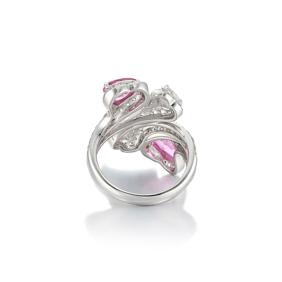 PINK SAPPHIRE AND DIAMOND RING - 3