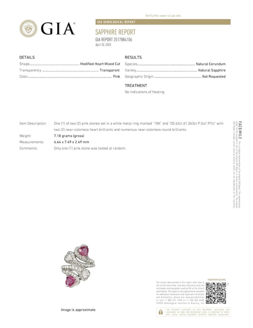 PINK SAPPHIRE AND DIAMOND RING - 4