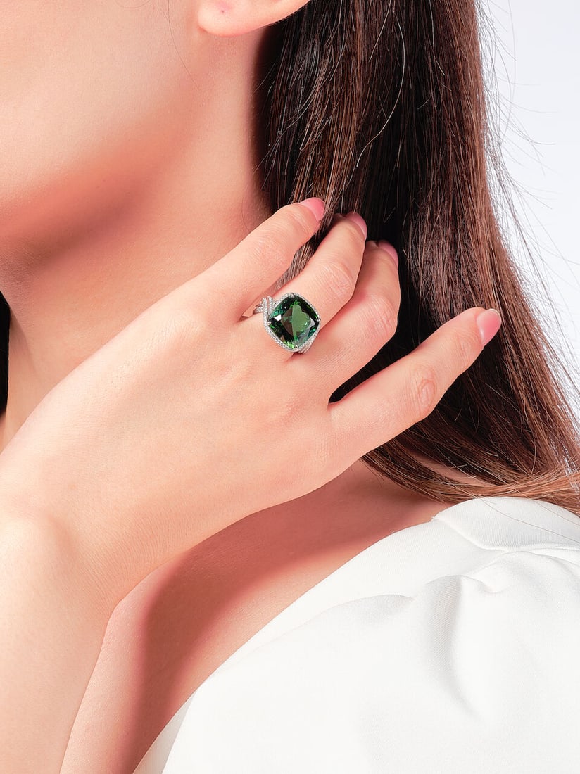 TOURMALINE AND DIAMOND RING - 2