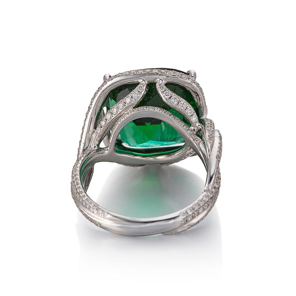 TOURMALINE AND DIAMOND RING - 3