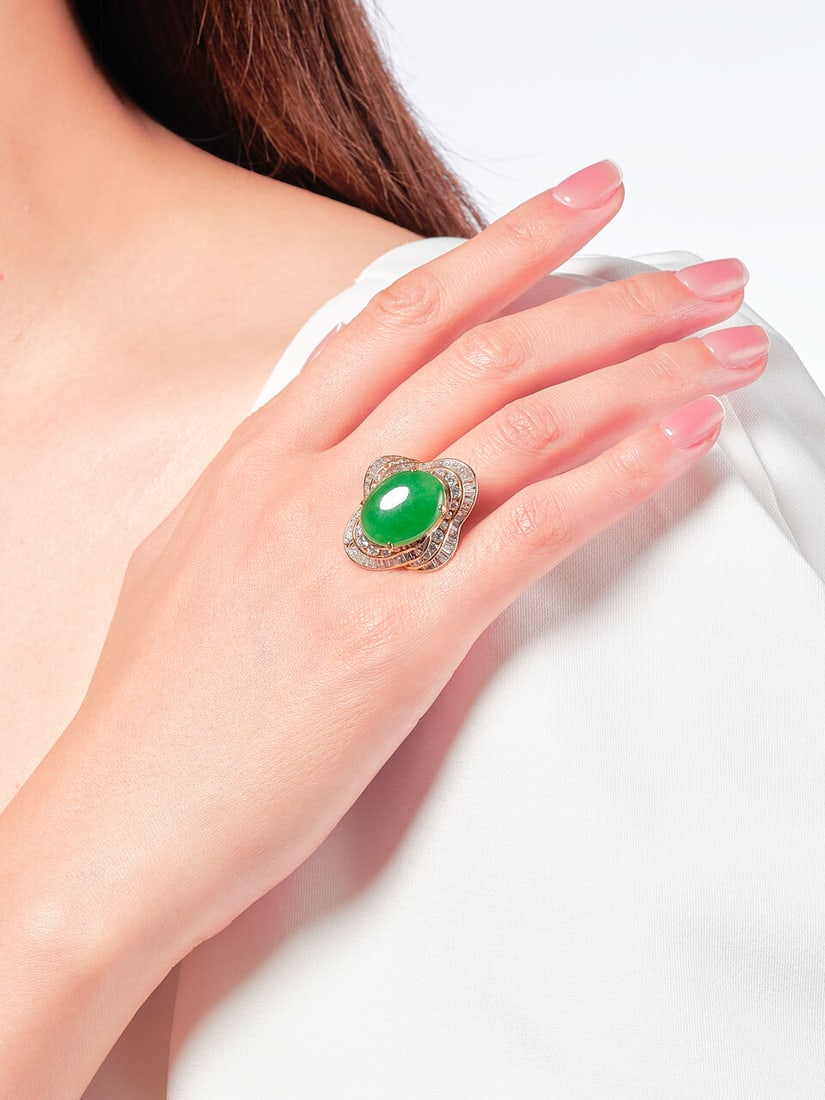JADEITE AND DIAMOND RING/PENDANT - 2