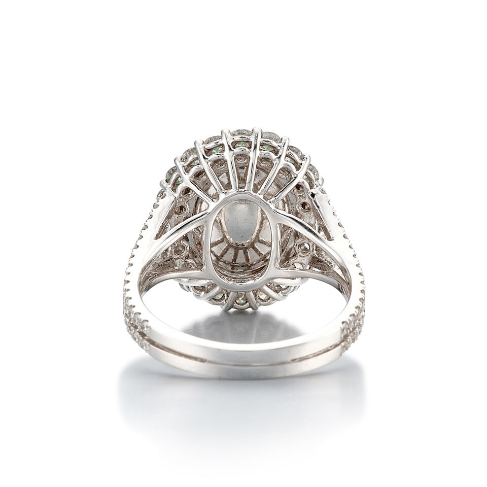 JADEITE AND DIAMOND RING - 4