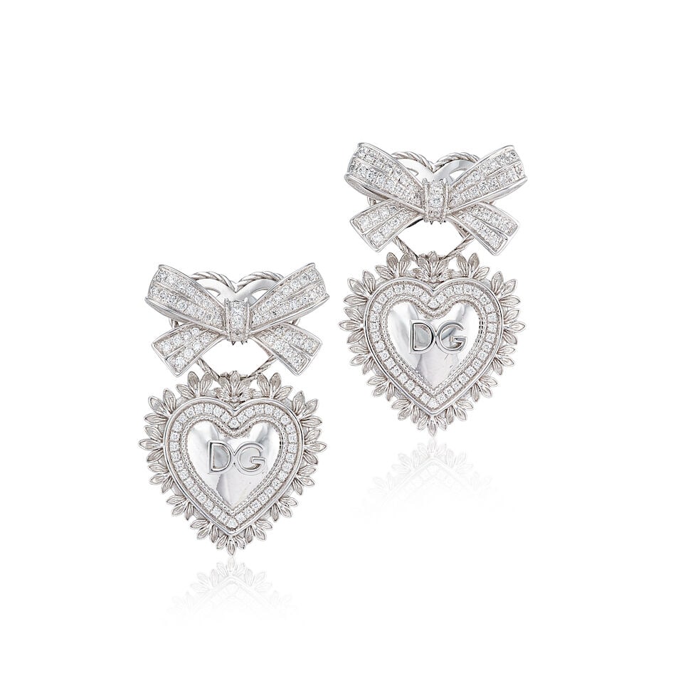 DOLCE & GABBANA: PAIR OF DIAMOND 'DEVOTION' EARRINGS (1 of 4)