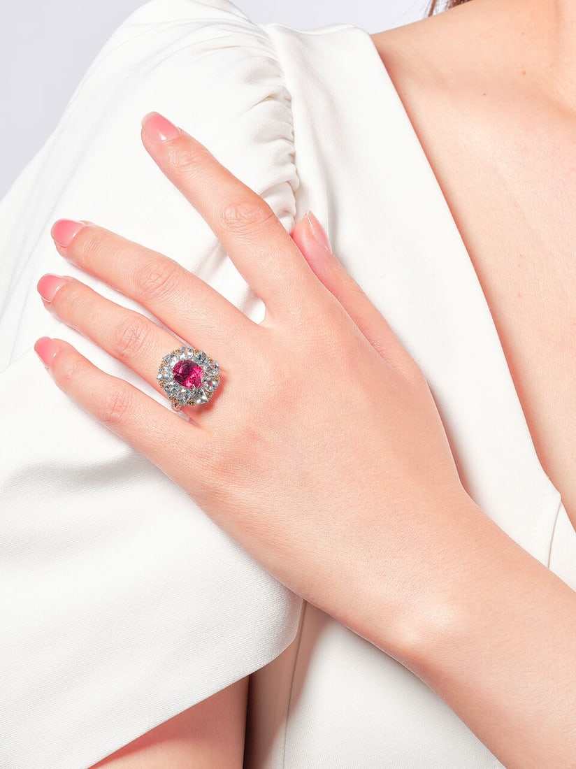 SPINEL, GEM-SET AND DIAMOND RING - 2