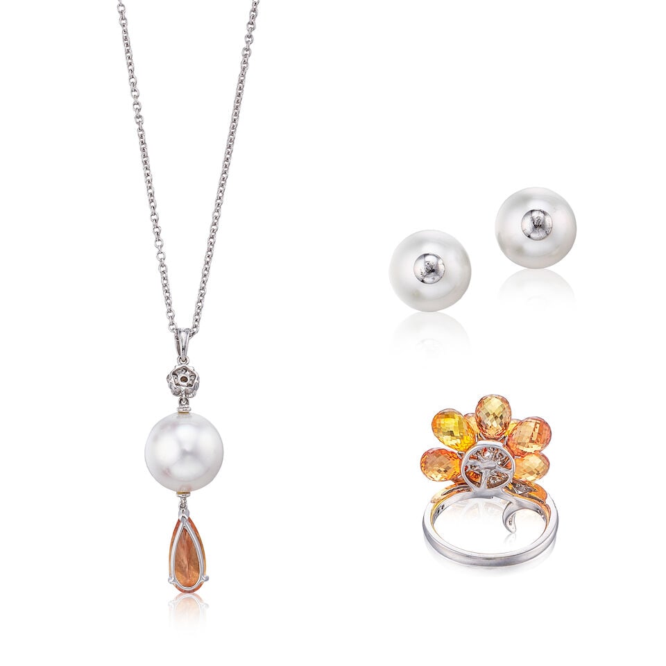 GROUP OF GEM-SET, CULTURED PEARL AND DIAMOND JEWELLERY (3) - 3