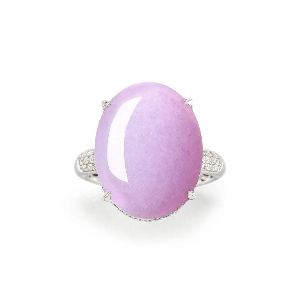 LAVENDER JADEITE AND DIAMOND RING (1 of 4)