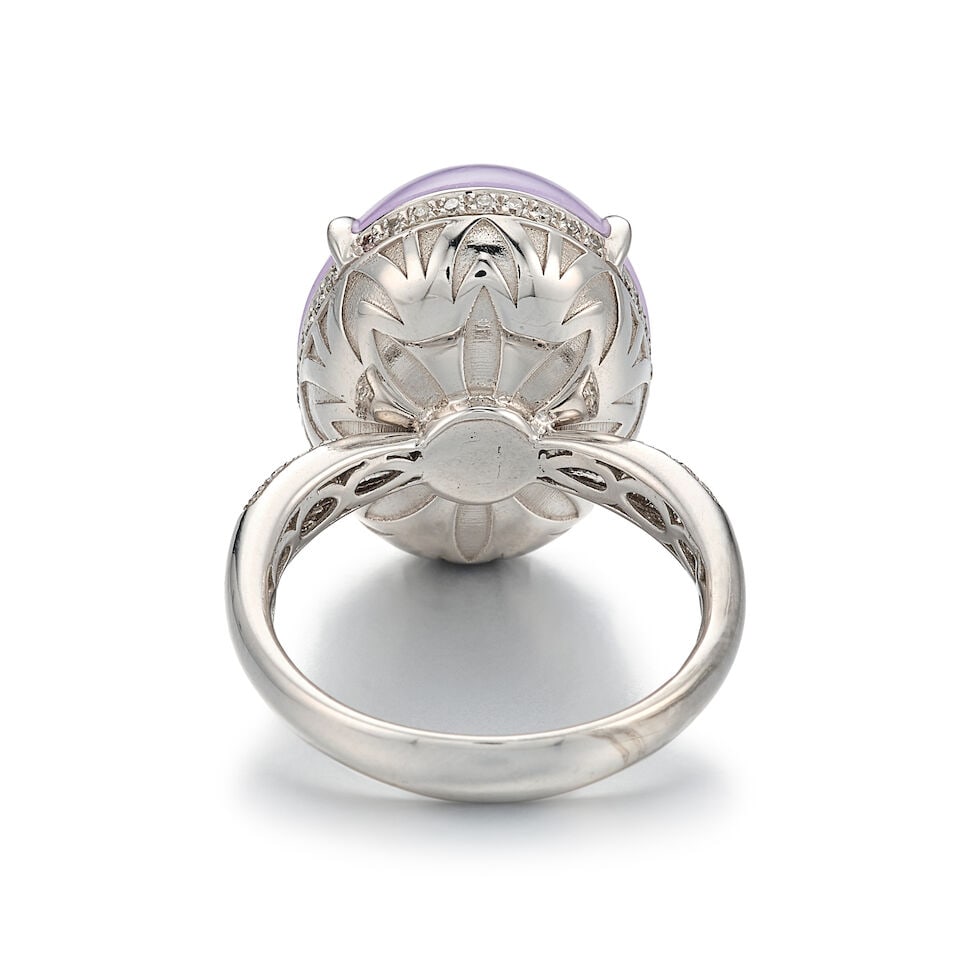 LAVENDER JADEITE AND DIAMOND RING - 3