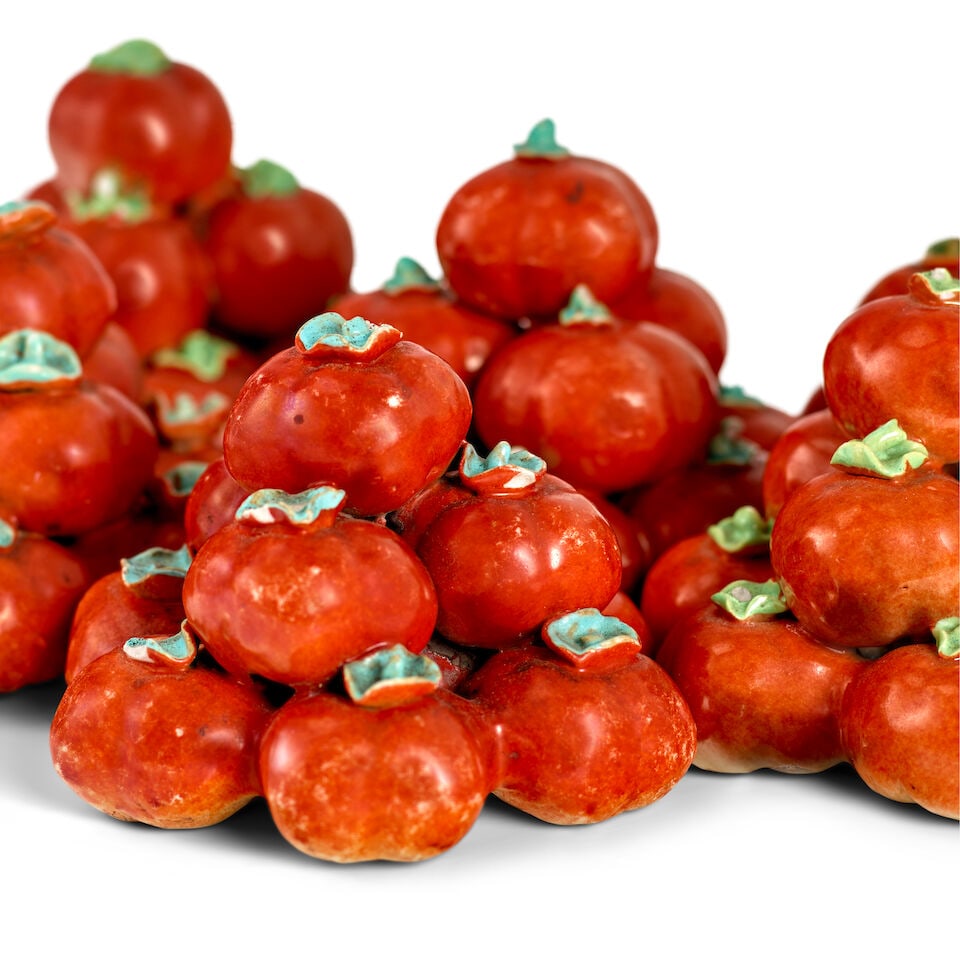 A GROUP OF SIX ENAMELED PORCELAIN PERSIMMONS CLUSTERS 19th century (6) - 3