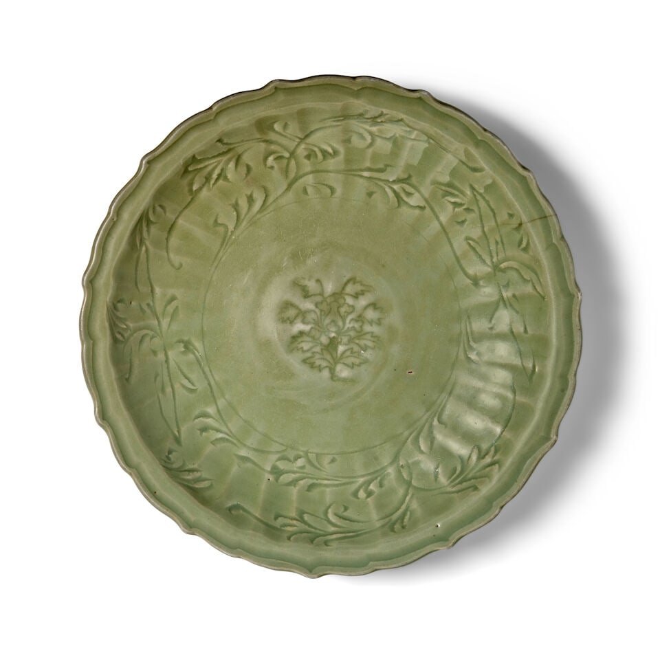 A LONGQUAN CELADON-GLAZED CHARGER Ming Dynasty (1 of 2)