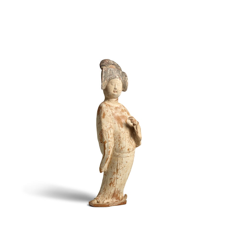 A PAINTED POTTERY FIGURE A 'FAT LADY' Tang Dynasty - 2