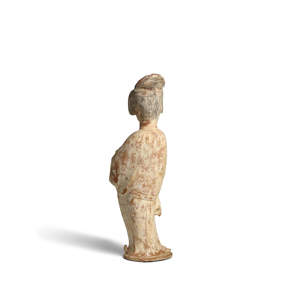 A PAINTED POTTERY FIGURE A 'FAT LADY' Tang Dynasty - 3
