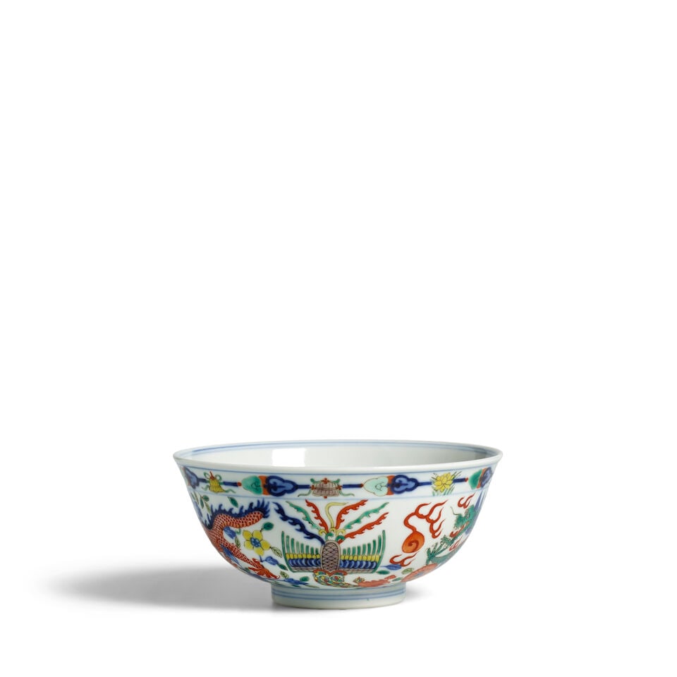 A WUCAI 'DRAGON AND PHOENIX' BOWL Guangxu six-character mark and of the period - 4
