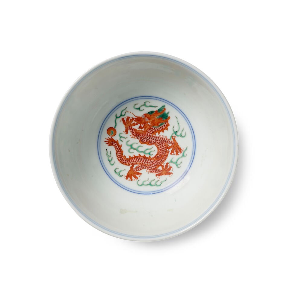 A WUCAI 'DRAGON AND PHOENIX' BOWL Guangxu six-character mark and of the period - 5