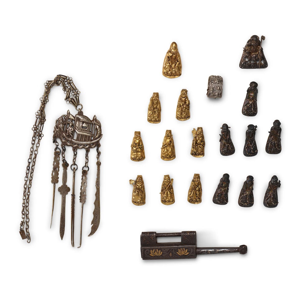 A GROUP OF SILVER-ALLOY AND COPPER-ALLOY PERSONAL ADORNMENT AND TOOLS Qing Dynasty (22) (1 of 1)