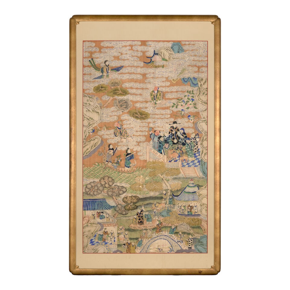 A LARGE KESI 'DAOIST IMMORTALS' PANEL 19th century (Framed) - 2