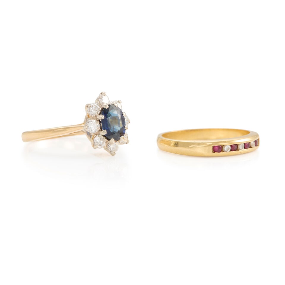 GOLD, SAPPHIRE, RUBY, AND DIAMOND RINGS - 2