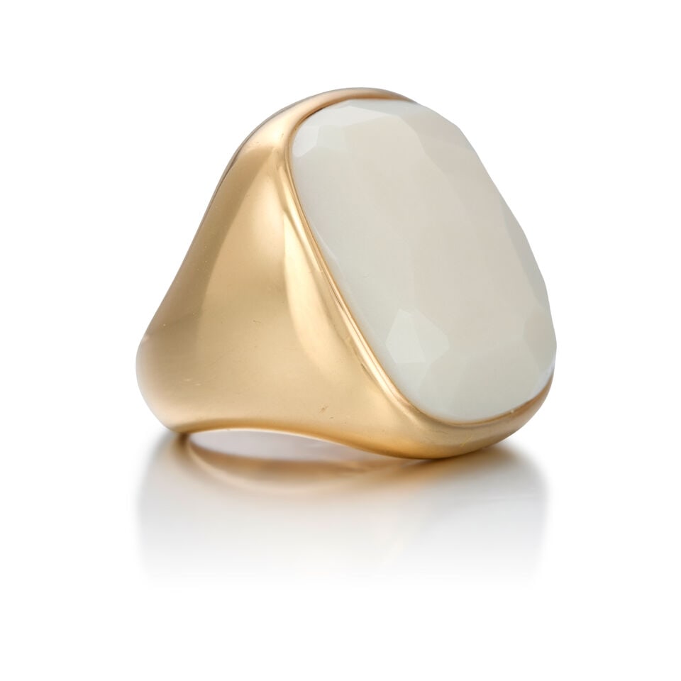 POMELLATO: 18K GOLD AND WHITE AGATE RING - 2